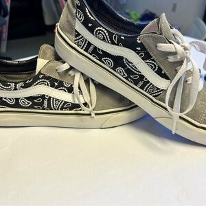 Vans Black and White Paisley Sneakers